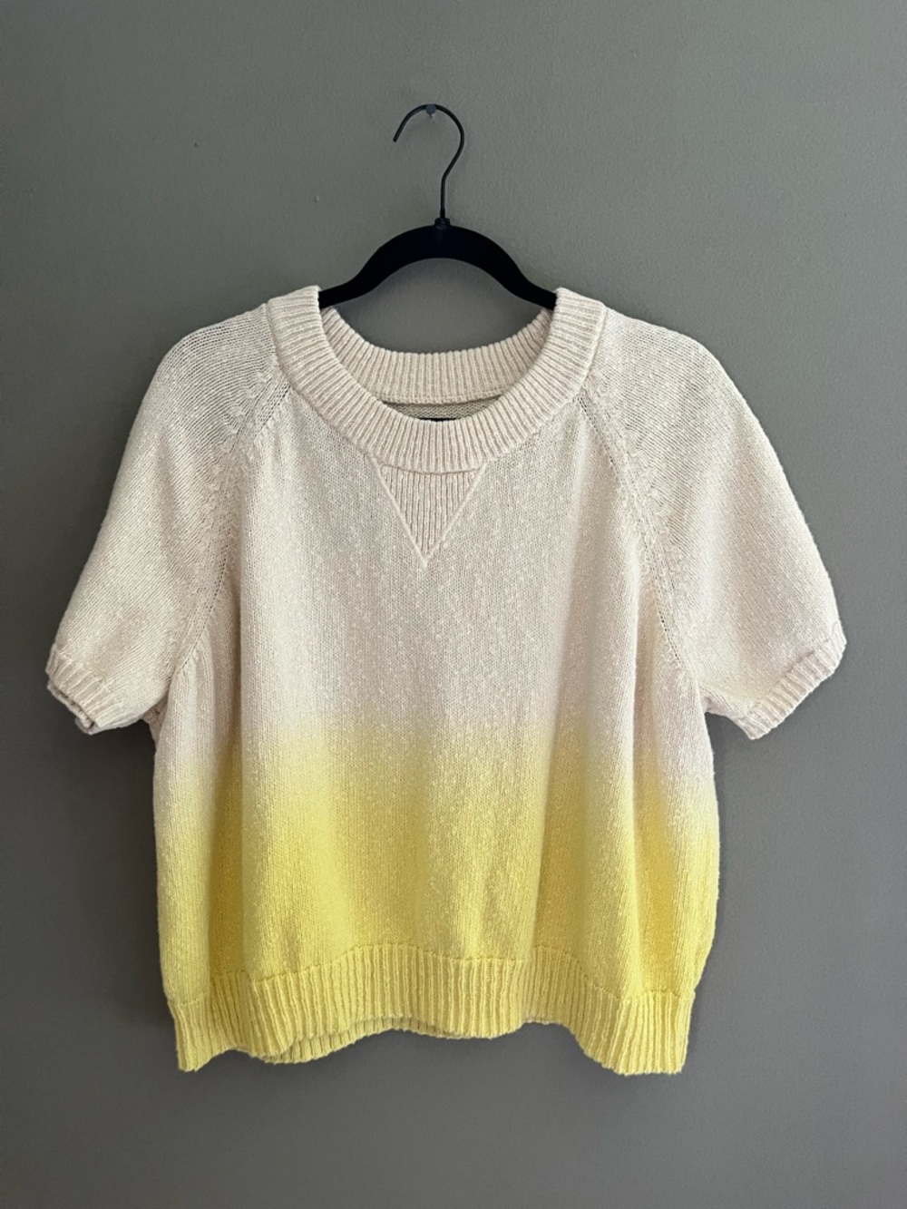 Madewell Sweater Cream Yellow Ombré Crew Neck Short Sleeve 100% Cotton Boho Prep